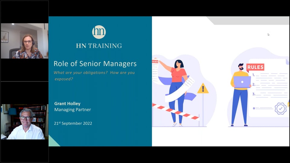 Role of Senior Managers.  What are your obligations?  How are you exposed?
