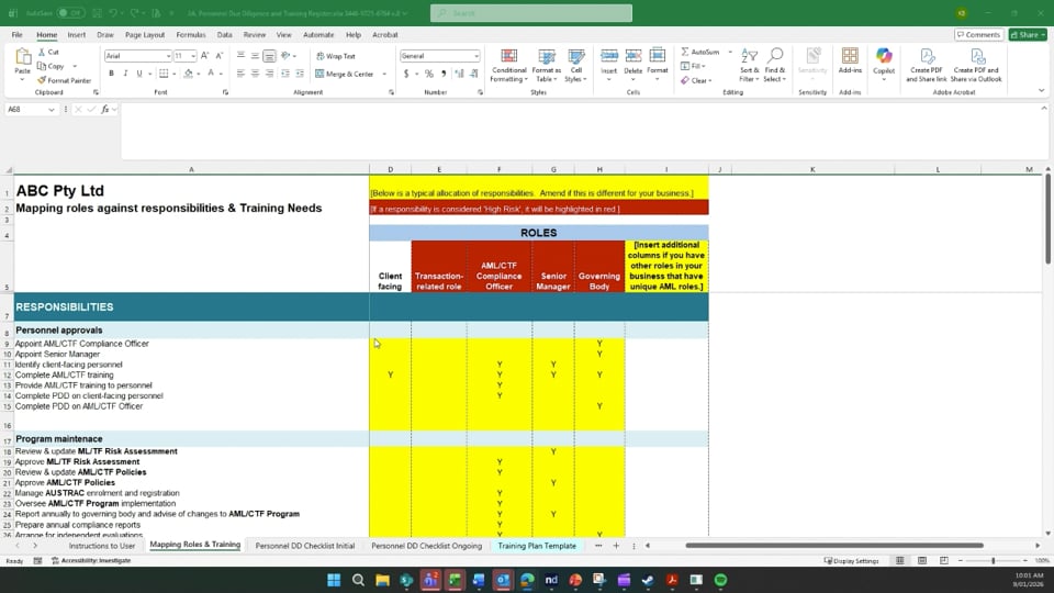 AML Program Tool Guide – Customising your Personnel Register (Tool 3A)